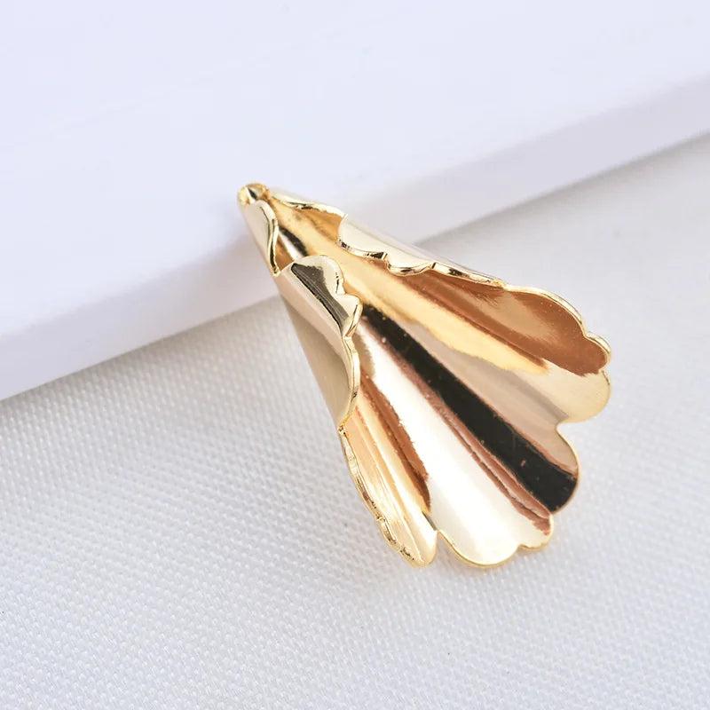 12PCS 18x11MM 24K Brass Funnel Bead Caps DIY Jewelry Findings