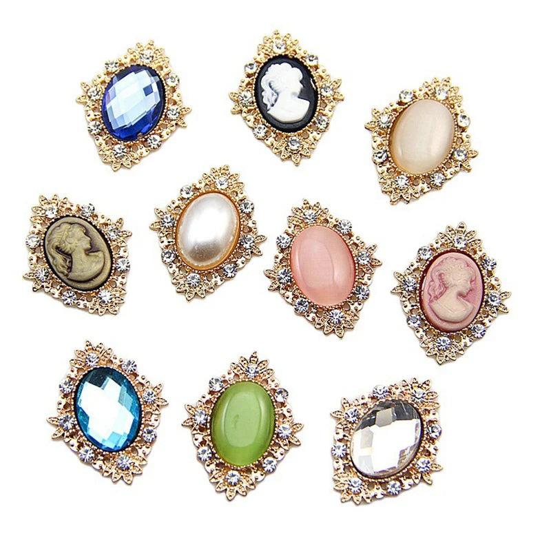 10pcs Rhinestone Button 26*34mm for Craft Sewing DIY Clothing Decor