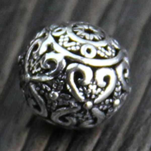 925 Silver Hollow Spacer Beads Charm Ball Bracelet Jewelry Findings