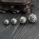 925 Silver Hollow Spacer Beads Charm Ball Bracelet Jewelry Findings