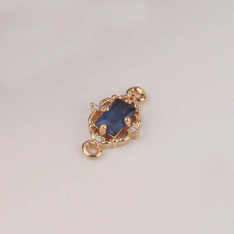 6pcs DIY Copper Inlaid Zircon Double Buckle Pendant Charms