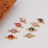 6pcs DIY Copper Inlaid Zircon Double Buckle Pendant Charms