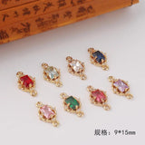6pcs DIY Copper Inlaid Zircon Double Buckle Pendant Charms