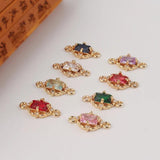6pcs DIY Copper Inlaid Zircon Double Buckle Pendant Charms