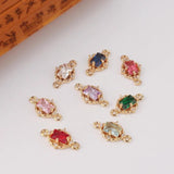 6pcs DIY Copper Inlaid Zircon Double Buckle Pendant Charms