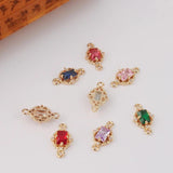 6pcs DIY Copper Inlaid Zircon Double Buckle Pendant Charms