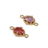 6pcs DIY Copper Inlaid Zircon Double Buckle Pendant Charms