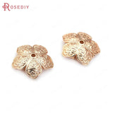 20PCS High Champagne Brass Flower Beads Caps Jewelry Making DIY Findings