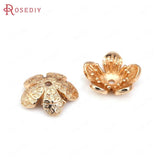 20PCS High Champagne Brass Flower Beads Caps Jewelry Making DIY Findings