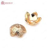 20PCS High Champagne Brass Flower Beads Caps Jewelry Making DIY Findings