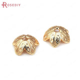 20PCS High Champagne Brass Flower Beads Caps Jewelry Making DIY Findings