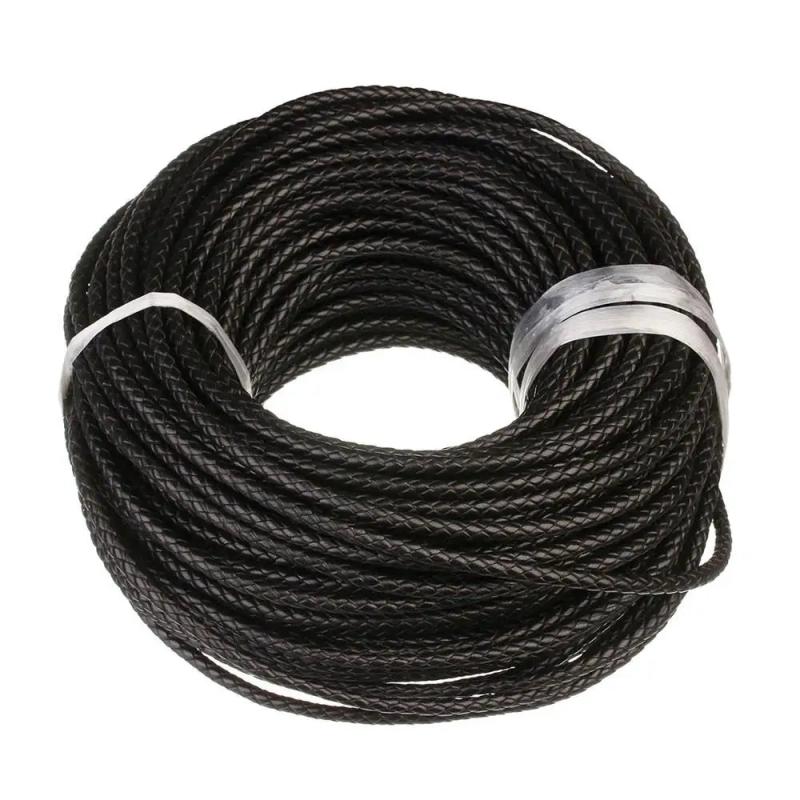 1m 6mm Brown Braided Leather Cord Rope DIY Jewelry Making
