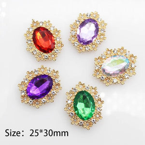 10Pcs 25x30mm Oval Rhinestone Clothing DIY Bow Decor Craft Access
