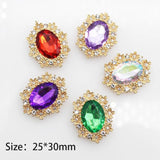 10Pcs 25x30mm Oval Rhinestone Clothing DIY Bow Decor Craft Access