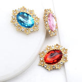 10Pcs 25x30mm Oval Rhinestone Clothing DIY Bow Decor Craft Access