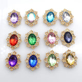 10Pcs 25x30mm Oval Rhinestone Clothing DIY Bow Decor Craft Access