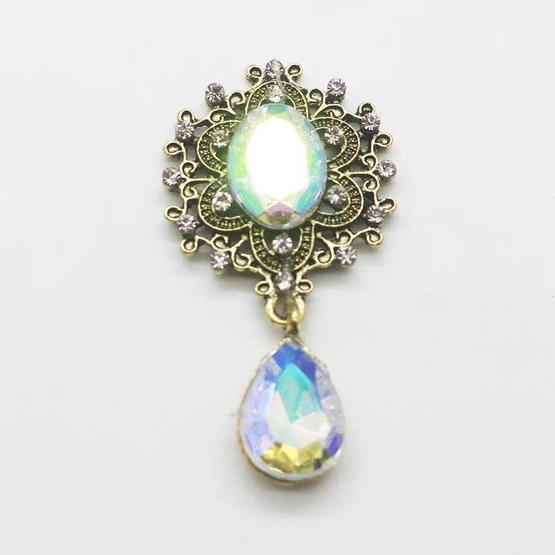 10Pcs Small Bronze Rhinestone Brooch Crystal Wedding Wine Glass Decoration