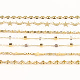 Stainless Steel Moon Star Cube Beads Chain DIY Jewelry Making