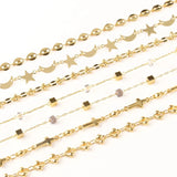 Stainless Steel Moon Star Cube Beads Chain DIY Jewelry Making