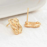 14K Plated Irregular Shape Earrings Stud Findings for DIY Jewelry