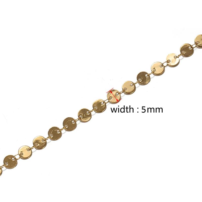 1m Stainless Steel Round Sequins Chain Necklace DIY