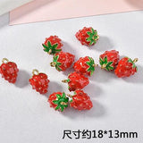 Alloy Drop Oil Small Strawberry Pendant DIY Accessories 2pcs