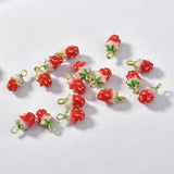 Alloy Drop Oil Small Strawberry Pendant DIY Accessories 2pcs