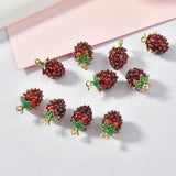 Alloy Drop Oil Small Strawberry Pendant DIY Accessories 2pcs