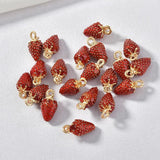 Alloy Drop Oil Small Strawberry Pendant DIY Accessories 2pcs