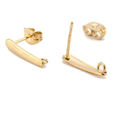 10pcs Stainless Steel Earring Studs with Rectangle Pad and Ring Base