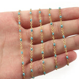 1 Meter Wire Wrapped Stone Bead Rosary Chain for Jewelry Making