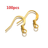 100Pcs Brass 18K Plated Ear Wire Coil Earrings Hook For DIY Jewelry Making