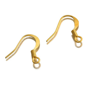 100Pcs Brass 18K Plated Ear Wire Coil Earrings Hook For DIY Jewelry Making