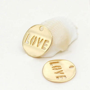 10PCS 12MM 14K Round Love Charms Pendants