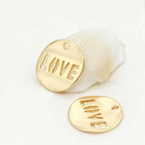 10PCS 12MM 14K Round Love Charms Pendants