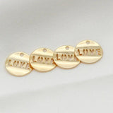 10PCS 12MM 14K Round Love Charms Pendants