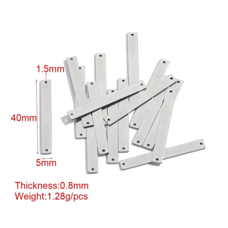 20Pcs Stainless Steel Stamping Bar Blanks Name Plate Rectangle Charms