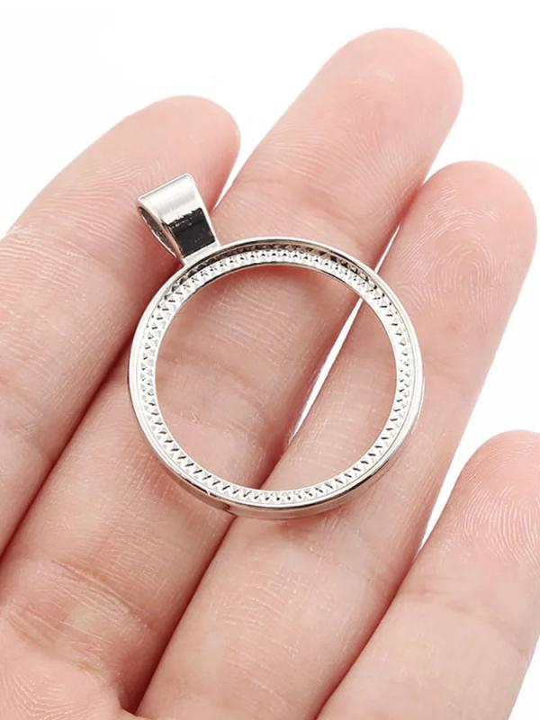 10pcs Round Hollow Bezel Pendant Base Setting for DIY Jewelry Making