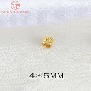 10PCS 2x4MM 5x5MM 24K Brass Spacer Beads DIY Jewelry Accessories