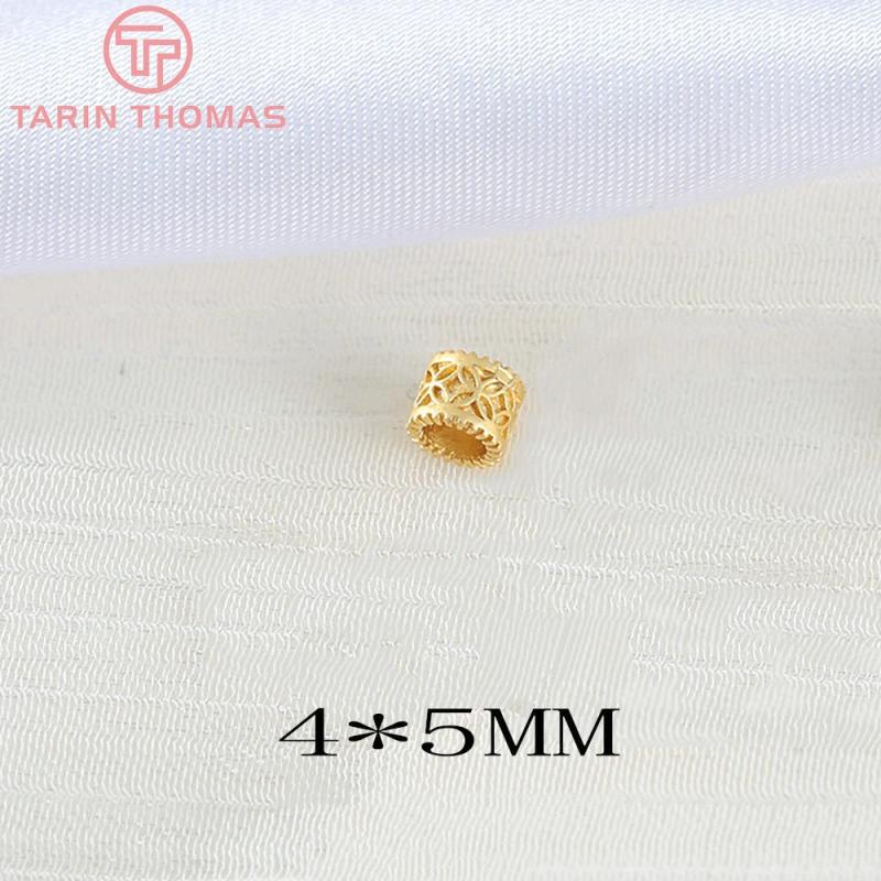 10PCS 2x4MM 5x5MM 24K Brass Spacer Beads DIY Jewelry Accessories
