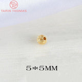 10PCS 2x4MM 5x5MM 24K Brass Spacer Beads DIY Jewelry Accessories