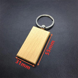 5Pcs Wooden Keychain Record Closure Rectangular Engraving Keyrings DIY Blanks