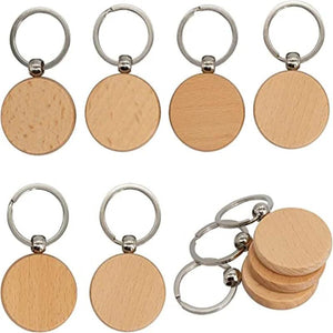 5Pcs Wooden Keychain Record Closure Rectangular Engraving Keyrings DIY Blanks