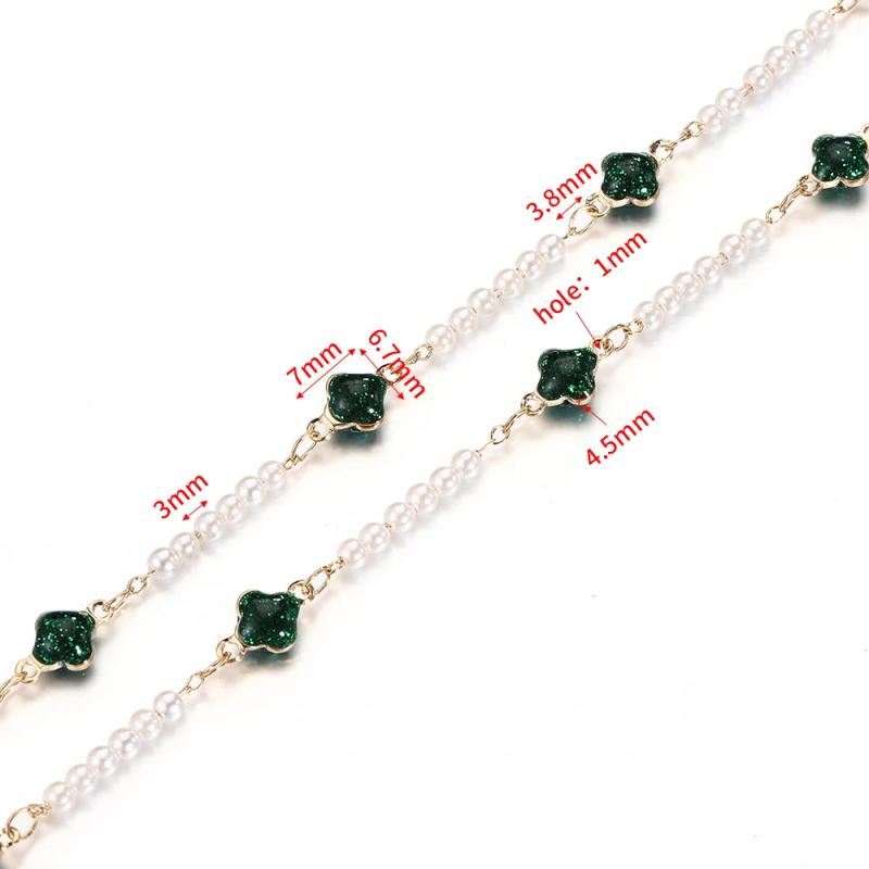 1m Crystal Beaded Chain Dark Green Resin Beads for Jewelry Making DIY