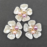 10 Alloy Shell Pearl Flowers Brooch Clothes Headdress DIY Jewelry Findings