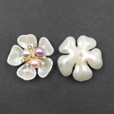 10 Alloy Shell Pearl Flowers Brooch Clothes Headdress DIY Jewelry Findings