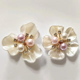 10 Alloy Shell Pearl Flowers Brooch Clothes Headdress DIY Jewelry Findings