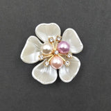10 Alloy Shell Pearl Flowers Brooch Clothes Headdress DIY Jewelry Findings