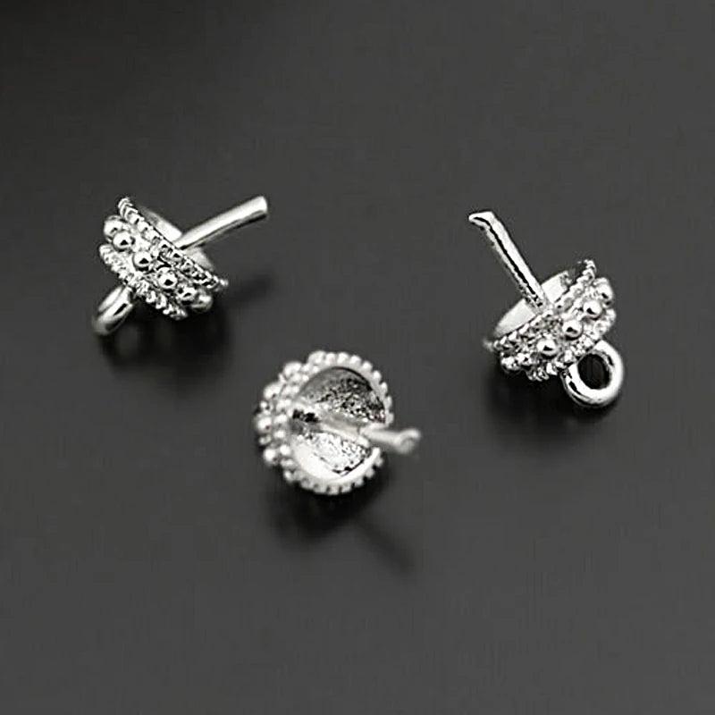 20PCS 9MM 24K Brass Half Hole Pins Beads Caps Diy Jewelry Findings