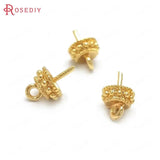 20PCS 9MM 24K Brass Half Hole Pins Beads Caps Diy Jewelry Findings